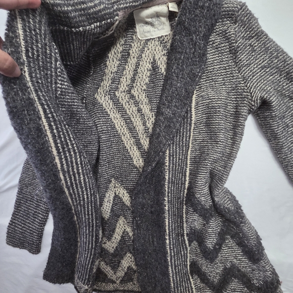 Angel of the North Shawl Collar Open Front Knit Cardigan Grey S - Picture 3 of 8
